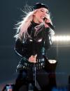 <p>Christina Aguilera takes the stage during the Unstoppable Weekend grand opening celebration at The Theater at Virgin Hotels Las Vegas on June 10. </p>