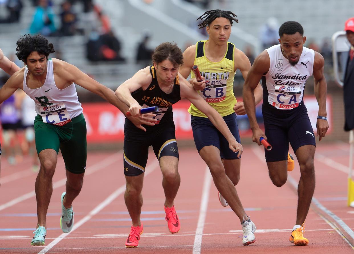 Toms River North Camryn Thomas battles for position in the 2023 Penn Relays