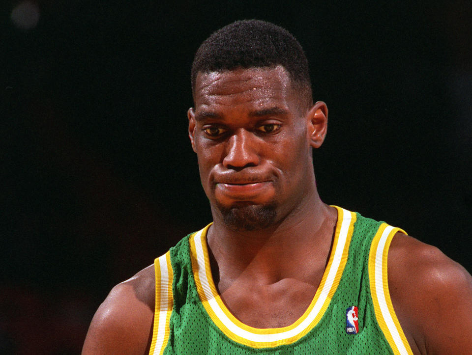 Seattle Supersonics forward Shawn Kemp.  (Photo by Vince Compagnone/Los Angeles Times via Getty Images)