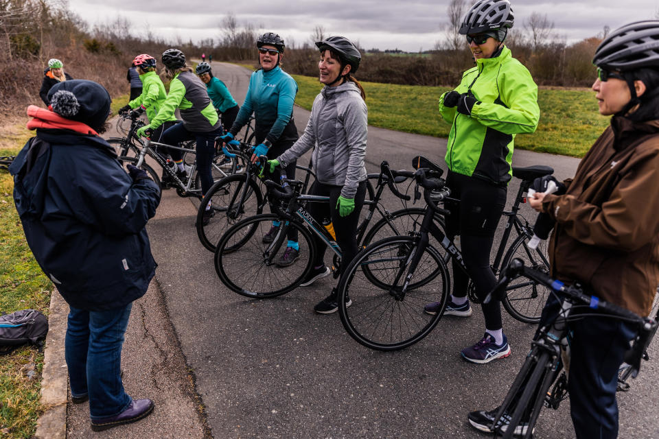 Women have a cycling session as part of British Triathlon's Paris Inspired programme