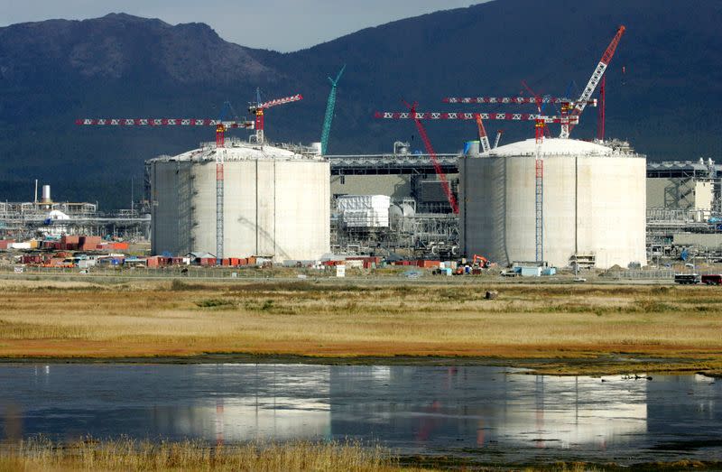 A general view shows the Sakhalin-2 project's liquefaction gas plant in Prigorodnoye.