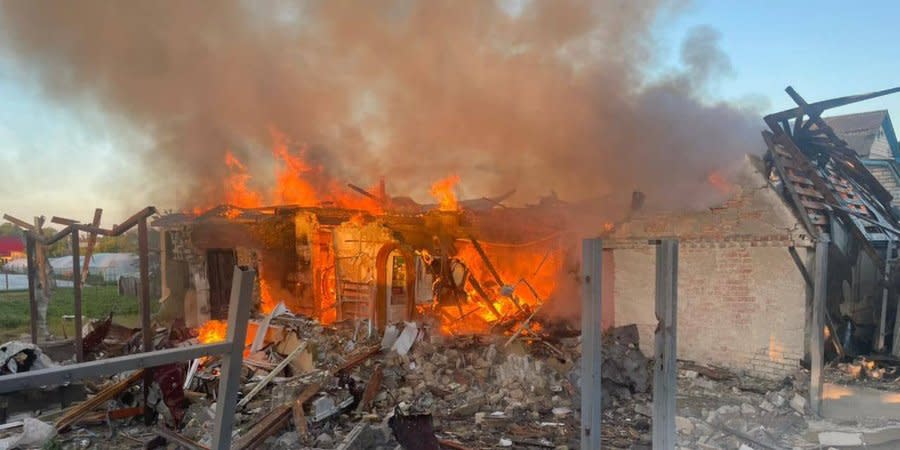 A house destroyed by a Russian strike on the night of May 8, Kyiv Oblast