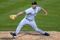 Colorado Rockies relief pitcher Lucas Gilbreath delivers during the seventh inning of the team's baseball game against the Pittsburgh Pirates in Pittsburgh, Tuesday, May 24, 2022. The Rockies won 2-1 in 10 innings. (AP Photo/Gene J. Puskar)