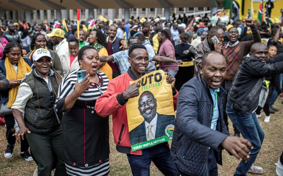 Supporters of William Ruto celebrate the result of the poll - Patrick Meinhardt/AFP via Getty Images