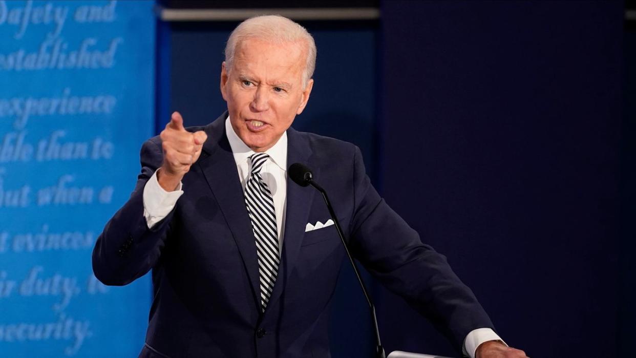 Hier bewirbt er sich noch um das Amt des Präsidenten: Joe Biden spricht während der ersten Präsidentschaftsdebatte im September.