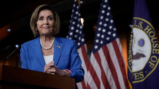 PHOTO: Speaker of the House Nancy Pelosi speaks during her weekly news conference on Capitol Hill, Sept. 22, 2022. (Drew Angerer/Getty Images)