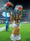 <p>A Miami Dolphins cheerleader performs during a game against the Oakland Raiders at Hard Rock Stadium on November 5, 2017 in Miami Gardens, Florida. (Photo by Mike Ehrmann/Getty Images) </p>