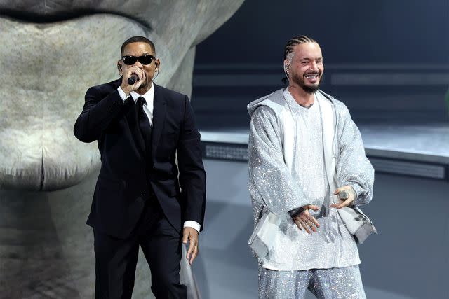 <p>Arturo Holmes/Getty </p> Will Smith and J Balvin