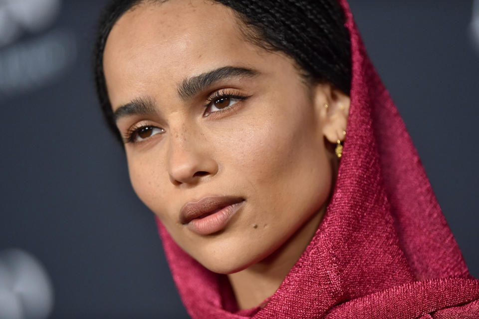 Zoë Kravitz on a red carpet posing