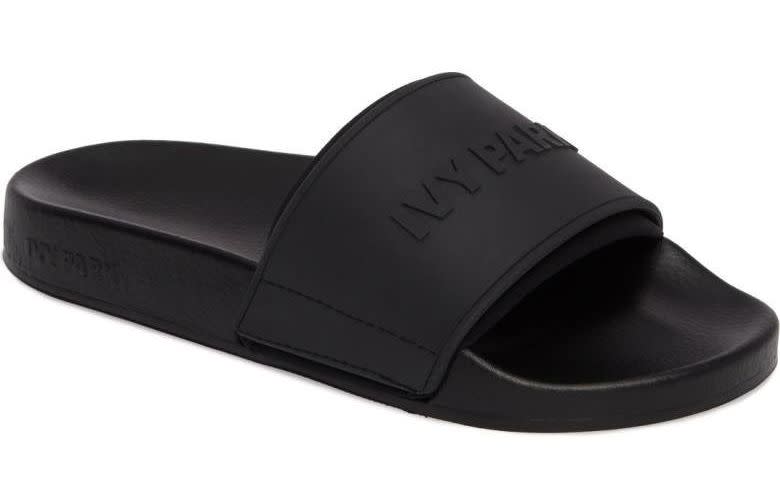 Embossed neoprene lined slide sandal, <a href="http://shop.nordstrom.com/s/ivy-park-embossed-neoprene-lined-slide-sandal-women/4659388?origin=category-personalizedsort&amp;fashioncolor=BLACK" target="_blank">$42 at Nordstrom</a>