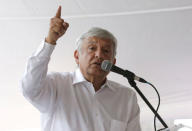 Leftist front-runner Andres Manuel Lopez Obrador of the National Regeneration Movement (MORENA) speaks during his campaign rally in Cuautitlan Izcalli, Mexico, April 13, 2018. REUTERS/Henry Romero