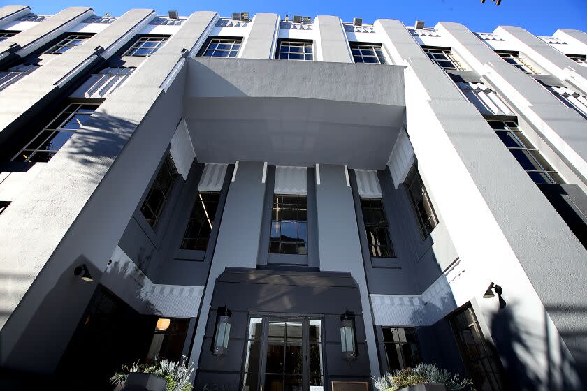 HOLLYWOOD, CALIF. - SEPT. 21, 2022. Exterior of the historic art deco Television Center studio complex in Hollywood, which is undergoing a $600 million makeover. (Luis Sinbco / Los Angeles Times)