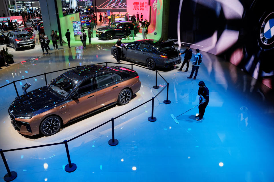 A BMW booth is pictured at the Auto Shanghai show, in Shanghai, China, April 19, 2023. REUTERS/Aly Song