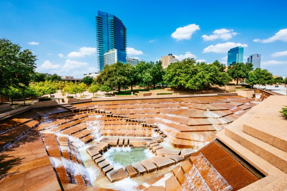 Fort Worth Water Gardens in Texas via Getty Images