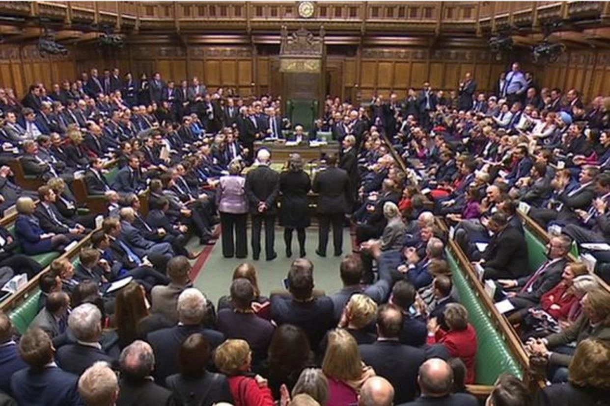 The votes being tallied in the Commons last night - as Theresa May was handed a humiliating defeat on Brexit