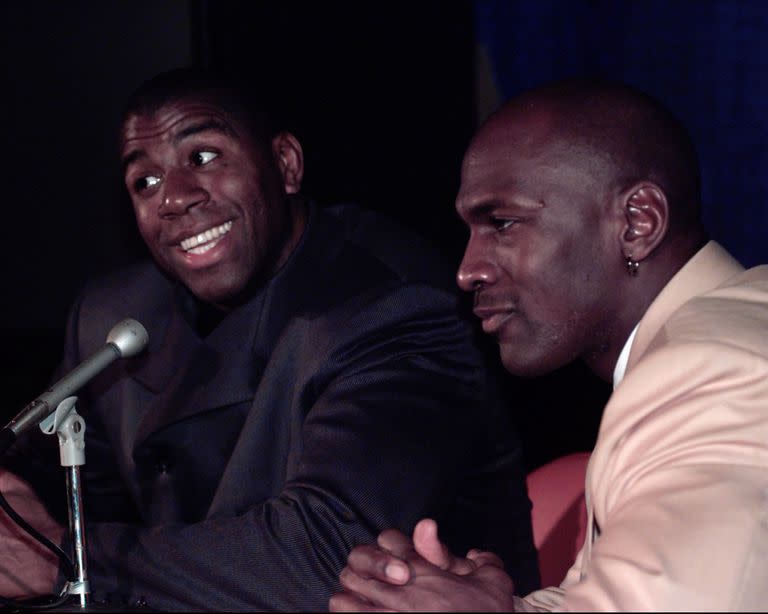 Primero rivales, luego inseparables a partir de los Juegos de Barcelona: Ervin "Magic" Johnson y Michael Jordan 