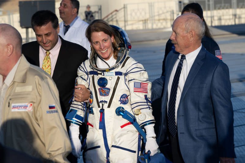 Expedition 70 crew member NASA astronaut Loral O'Hara smiles prior to boarding the Soyuz MS-24 spacecraft for launch to the International Space Station with fellow crewmates Roscosmos cosmonauts Nikolai Chub and Oleg Kononenko in September at Baikonur Cosmodrome, Kazakhstan. NASA Photo by Bill Ingalls/UPI