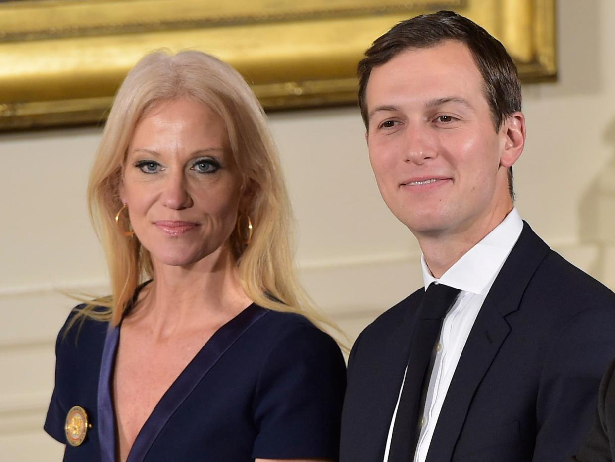 Kellyanne Conway (left) and Jared Kushner (right)