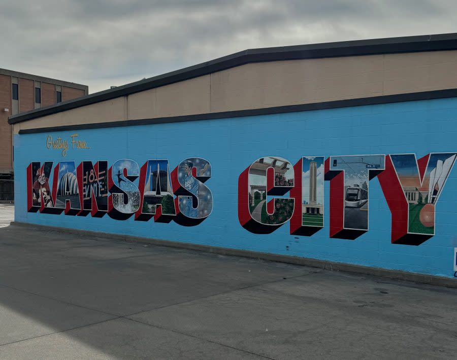 "Greetings from Kansas City" mural at 81st Street and State Line Road (FOX4 photo)