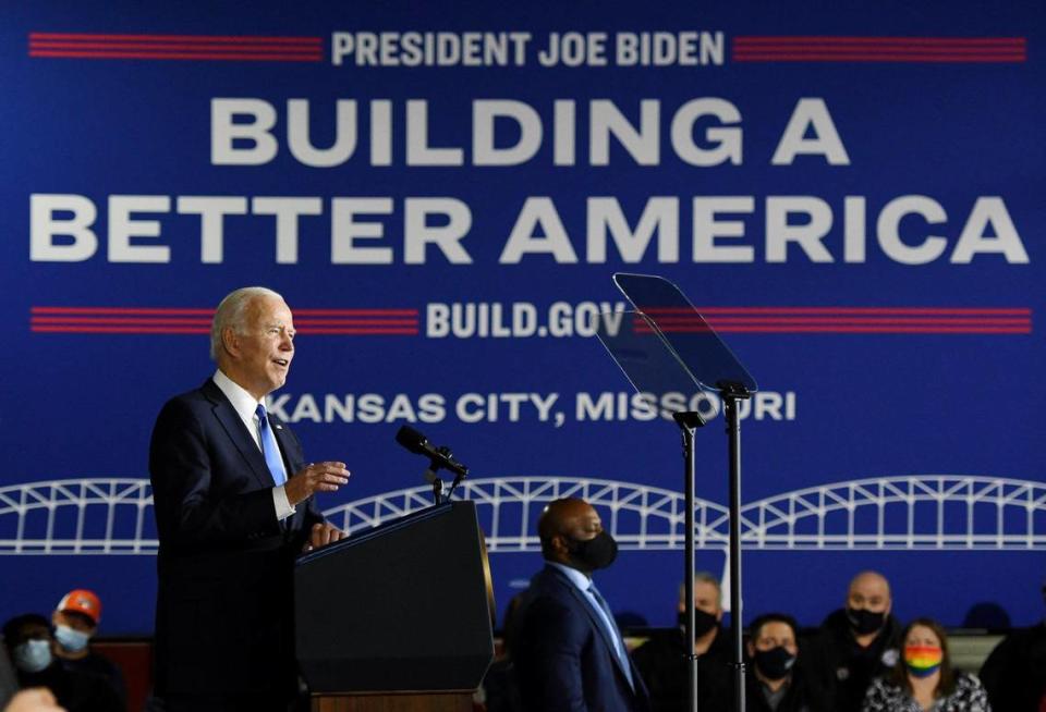 President Joe Biden visited Kansas City to tout the new infrastructure law. Biden spoke at the Kansas City Area Transportation Authority’s bus facility Wednesday, Dec. 8, 2021.