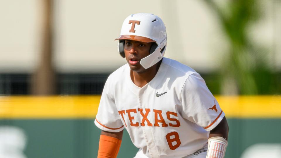 Texas's Dylan Campbell during an NCAA baseball game on Friday, June 2, 2023 in Coral Gables, Fla. (AP Photo/Doug Murray)