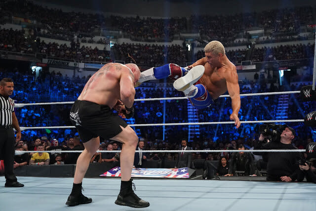 Cody Rhodes and Brock Lesnar fight.