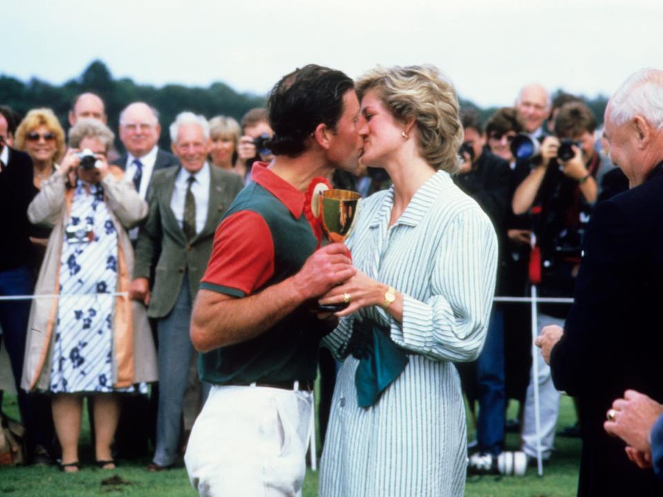 king charles and princess diana kiss at a polo match in 1985