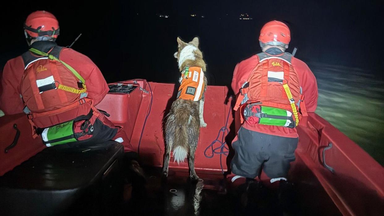 Keswick Mountain Rescue teams in RIB on water