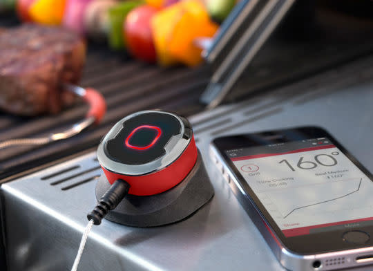 A genius gift for the grill master in your life, the Mini Bluetooth Grill Thermometer measures your meat’s temperature and sends real-time alerts to your phone so your food is cooked perfectly every time. It even connects to an app that allows you to select one of dozens of food temperature alarms to ensure that the food you’re grilling is cooked just the way you like it. Available at Sharper Image; $50.