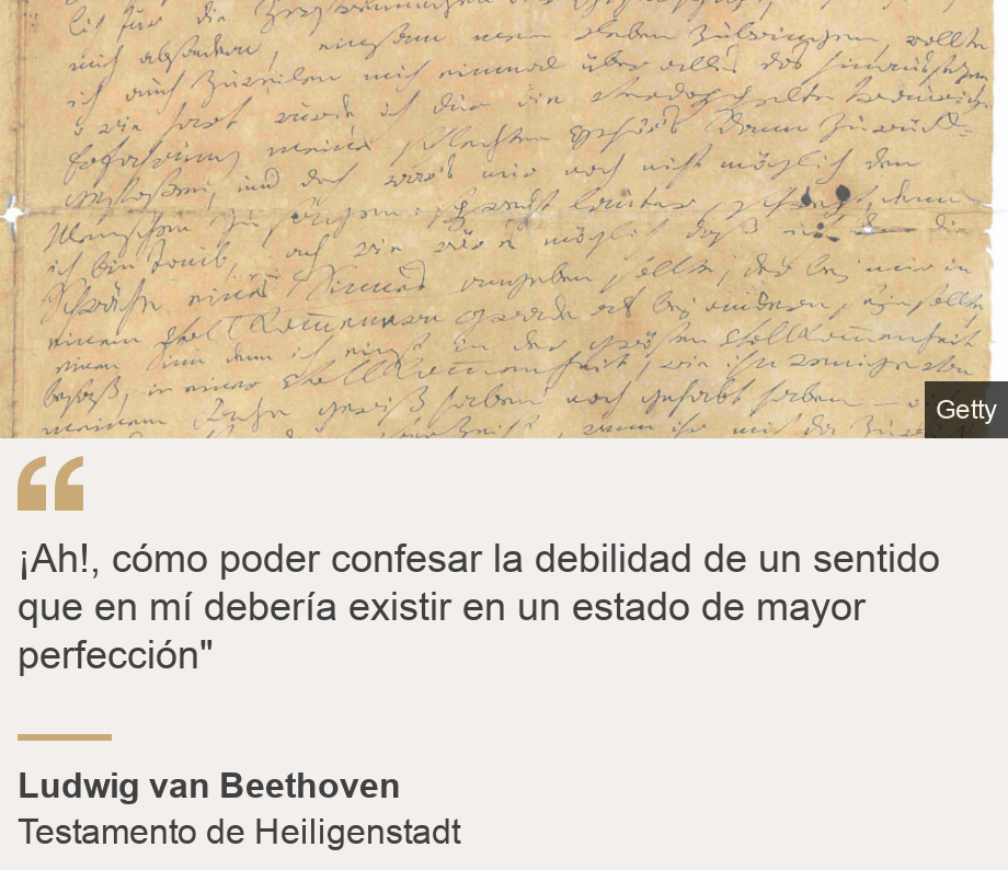 "¡Ah!, cómo poder confesar la debilidad de un sentido que en mí debería existir en un estado de mayor perfección"", Source: Ludwig van Beethoven, Source description: Testamento de Heiligenstadt, Image: El manuscrito del "Testamento de Heiligenstadt"