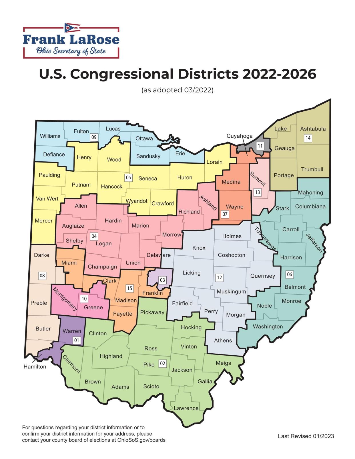 Ohio congressional district map.