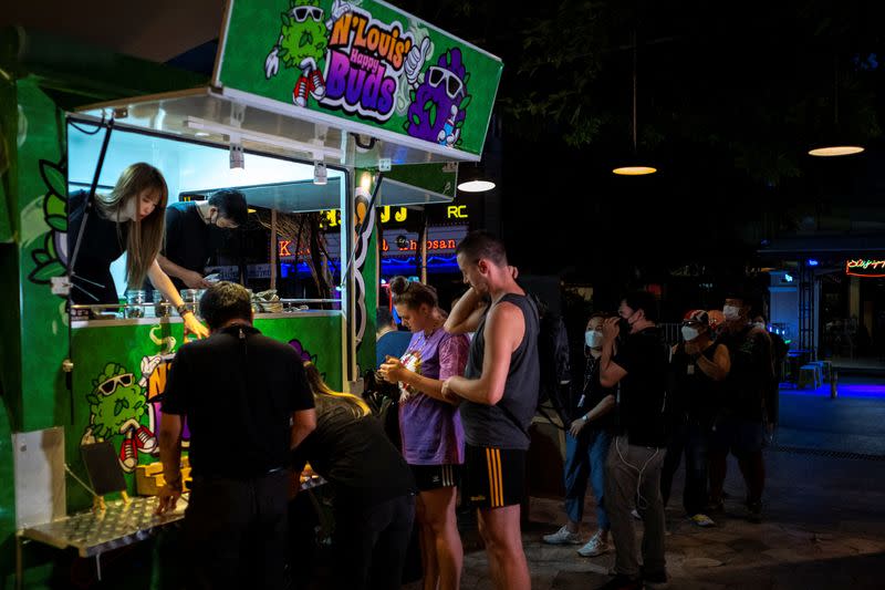 Bangkok's cannabis mobile truck shop swarmed by tourists