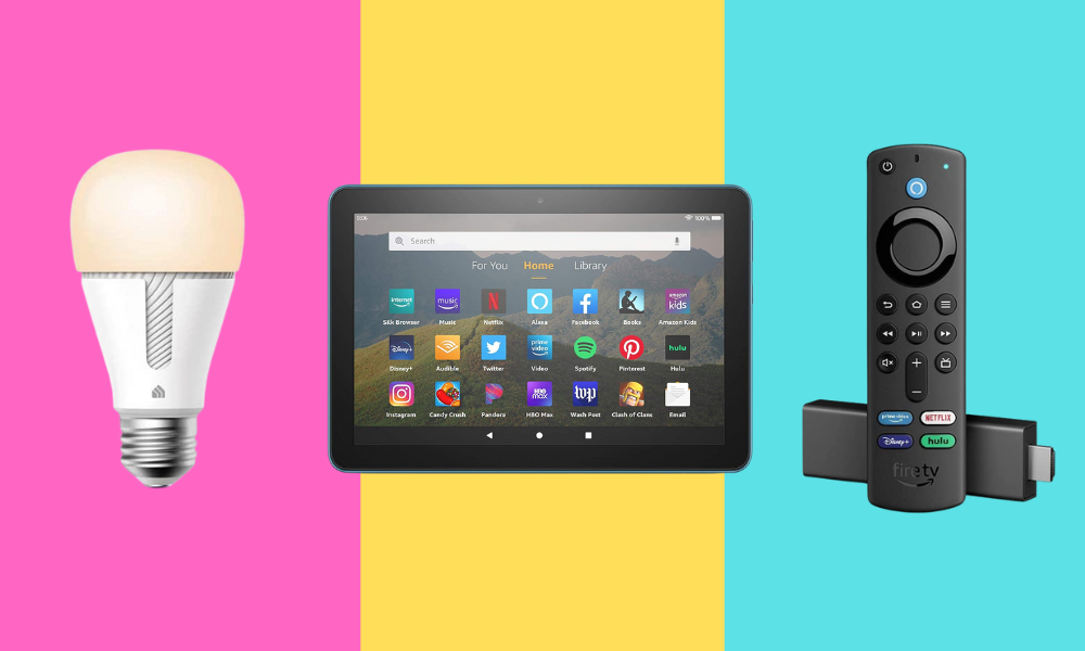 light bulb, tablet, fire tv stick