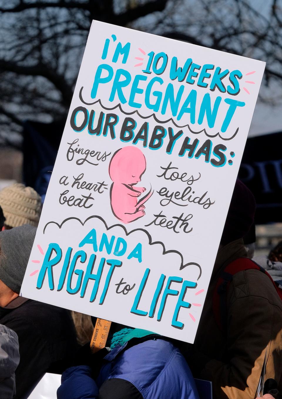 A sign is displayed Jan. 22, 2022, during the March for Life, an anti-abortion, faith-based march from the Capitol to Midtown.