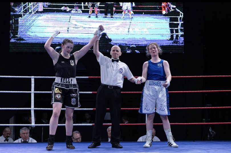 Renton boxer Caitlin Kelly in action April 2024