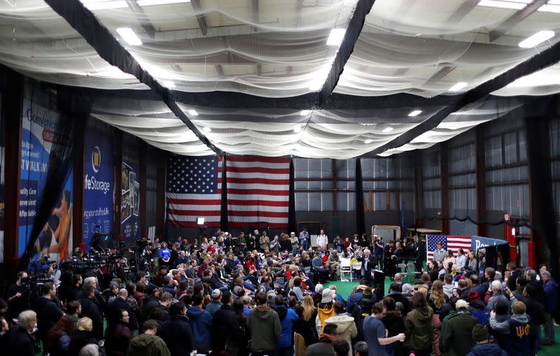 Democratic U.S. presidential candidate Senator Bernie Sanders speaks at a breakfast campaign stop in Manchester