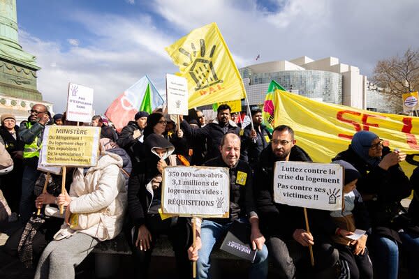 Protestors gathering in Paris.