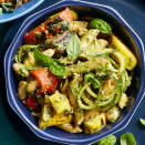 <p>This dish is an easy way to turn grilled vegetables into a satisfying meal, thanks to hearty whole-grain pasta and a quick homemade pesto. <a href="https://www.eatingwell.com/recipe/280178/basil-pesto-pasta-with-grilled-vegetables/" rel="nofollow noopener" target="_blank" data-ylk="slk:View Recipe" class="link ">View Recipe</a></p>