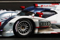 The Audi Sport Team Joest R18 E-Tron Quattro of Andre Lotterer, Marcel Fassler and Benoit Treluyer drives during the Le Mans 24 Hour race at the Circuit de la Sarthe on June 16, 2012 in Le Mans, France. (Photo by Ker Robertson/Getty Images)