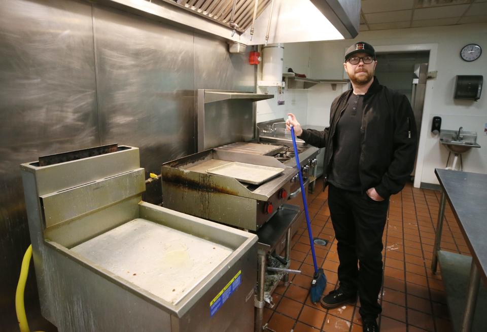 Matt Ulichney, co-owner of Square Scullery, discusses the restaurant's new kitchen, where a window will be added so diners can watch him at work.