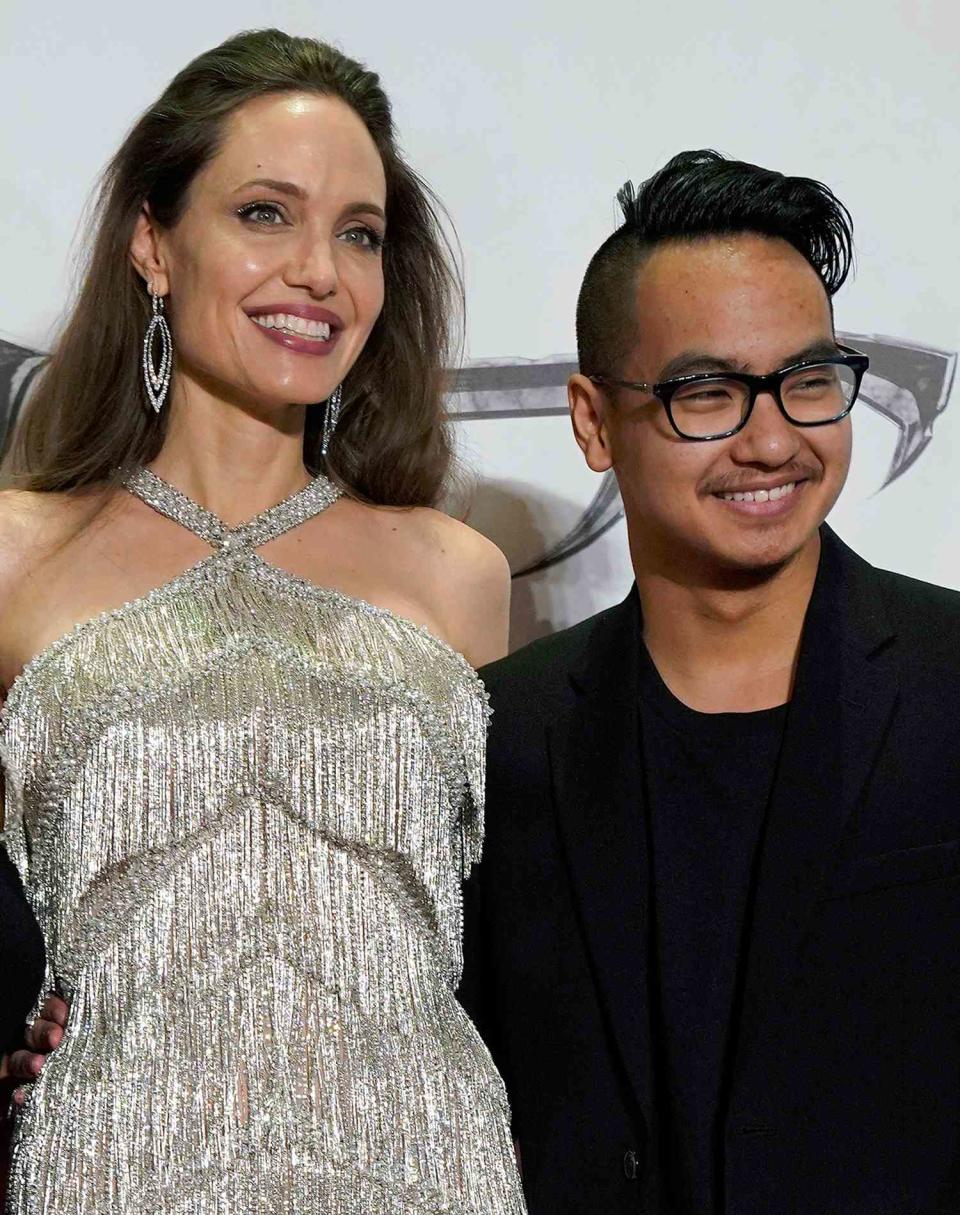 Angelina Jolie, and Maddox Jolie-Pitt attend the Japan premiere of 'Maleficent: Mistress of Evil' on October 03, 2019 in Tokyo, Japan