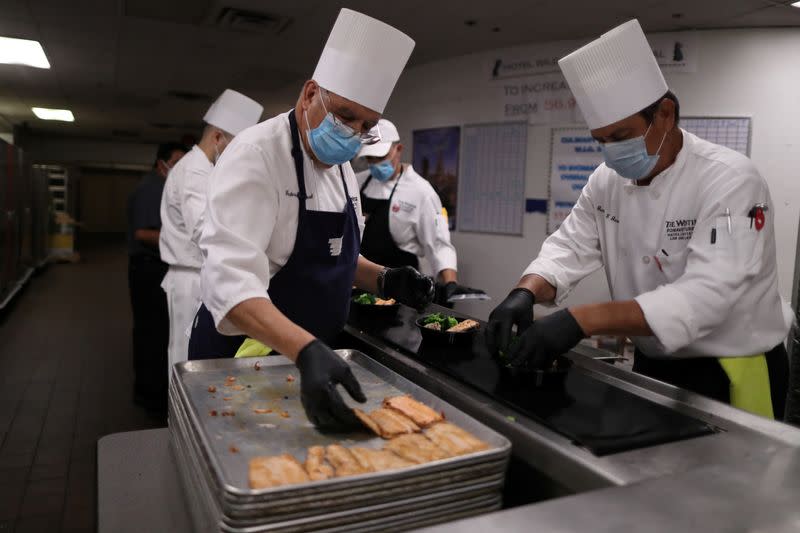 California produces meals for delivery to at-risk seniors during the global outbreak of the coronavirus disease (COVID-19)