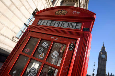 FILE PHOTO: A BT phone box is seen in London, Britain, January 24, 2017. REUTERS/Toby Melville/File Photo