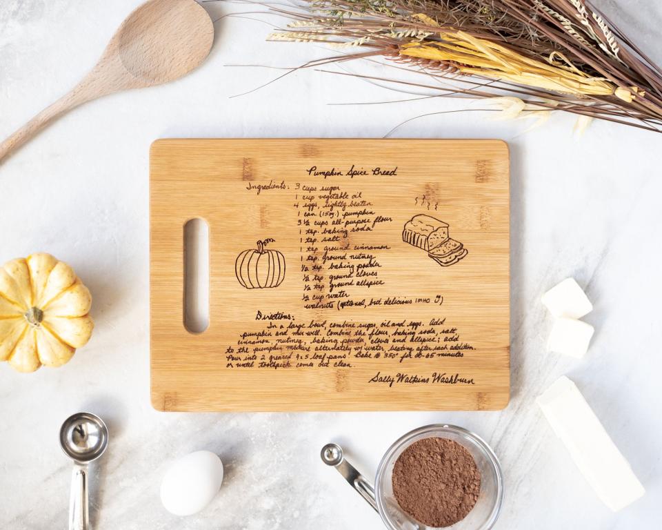 Custom Engraved Family Recipe Cutting Board