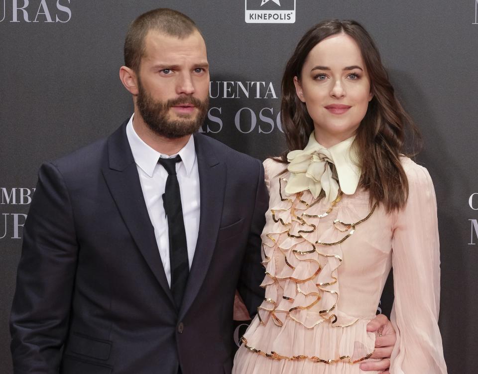 Closeup of Jamie Dornan and Dakota Johnson