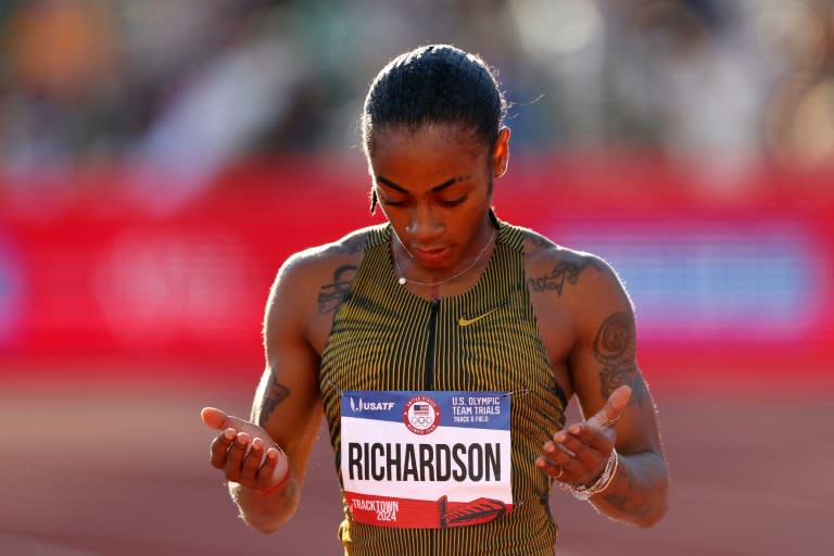 Sha'Carri Richardson failed to qualify for a chance at a sprint double at the Paris Olympics by missing out in the 200 at the US trials (Patrick Smith)