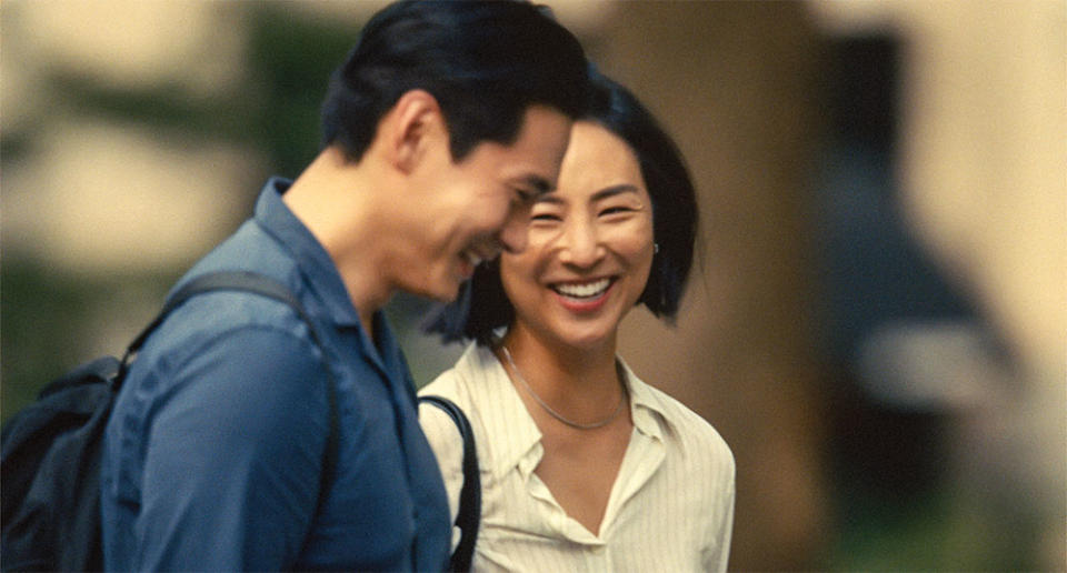 Teo Yoo as Hae Sung and Lee as Nora, childhood friends reunited after a quarter-century.