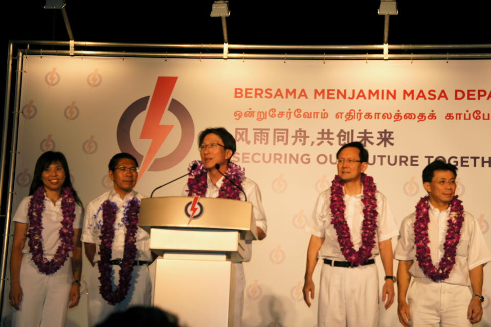 Minister Lim says the results will give the PAP a "lot to think about." (Yahoo! photo/Alicia Wong)