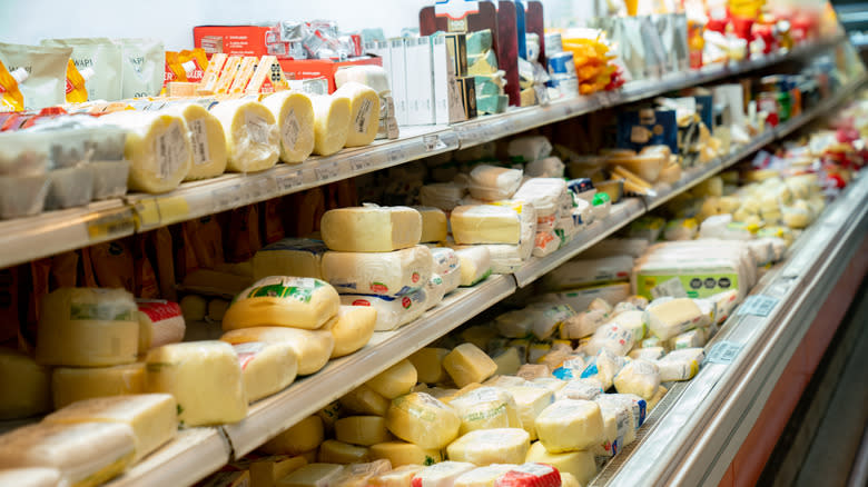 Grocery store cheese selection