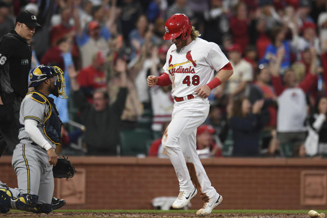 Goldschmidt homers, Woodruff hurt, Cards beat Brewers